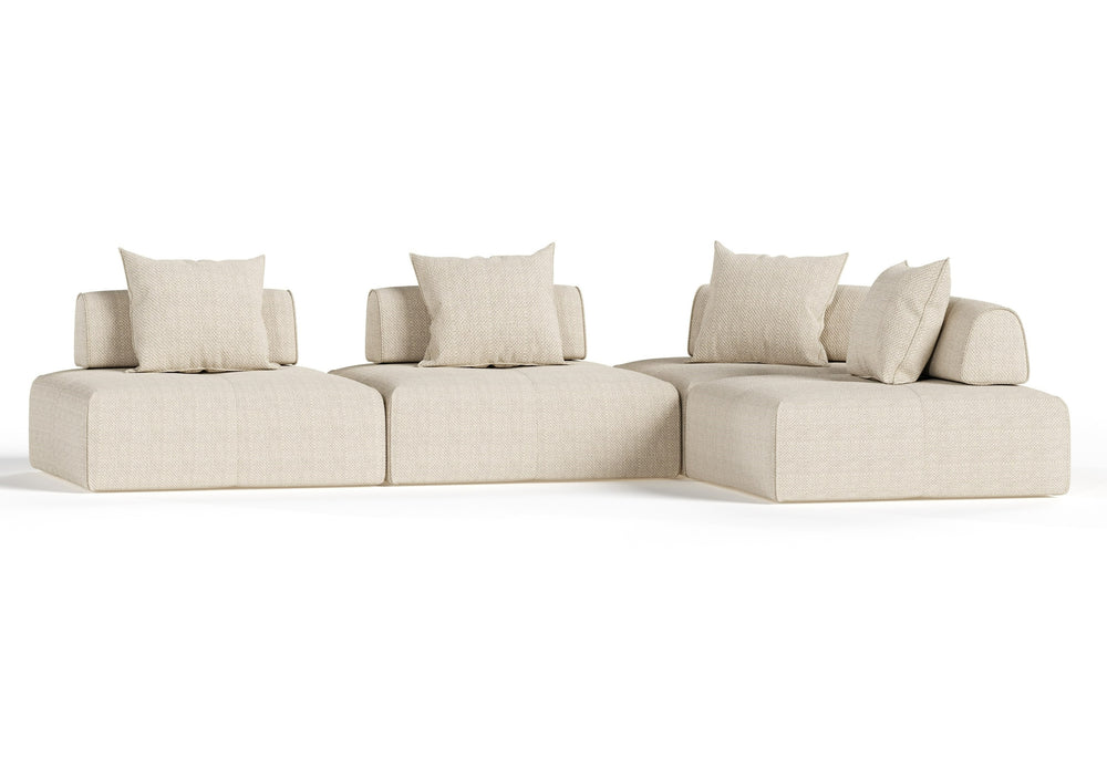 Mondo - Modern Modular Beige Fabric Sectional Sofa-4-Piece Sectional