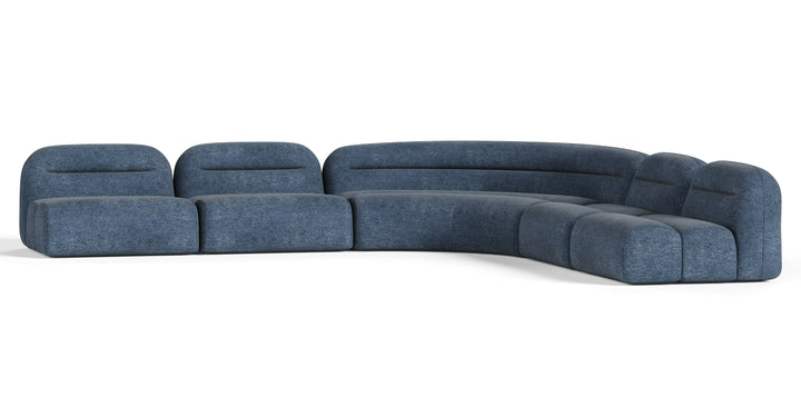Forman - Modern Blue Fabric Modular Sectional Sofa-5-Piece Sectional