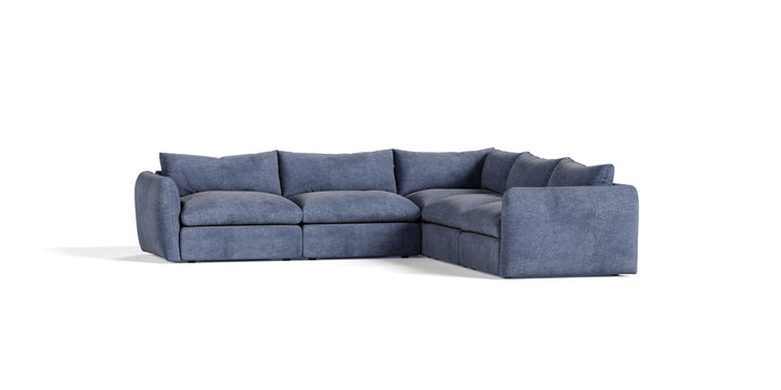 Kinsey - Modern Blue Fabric Modular Sectional Sofa-5-Piece Sectional