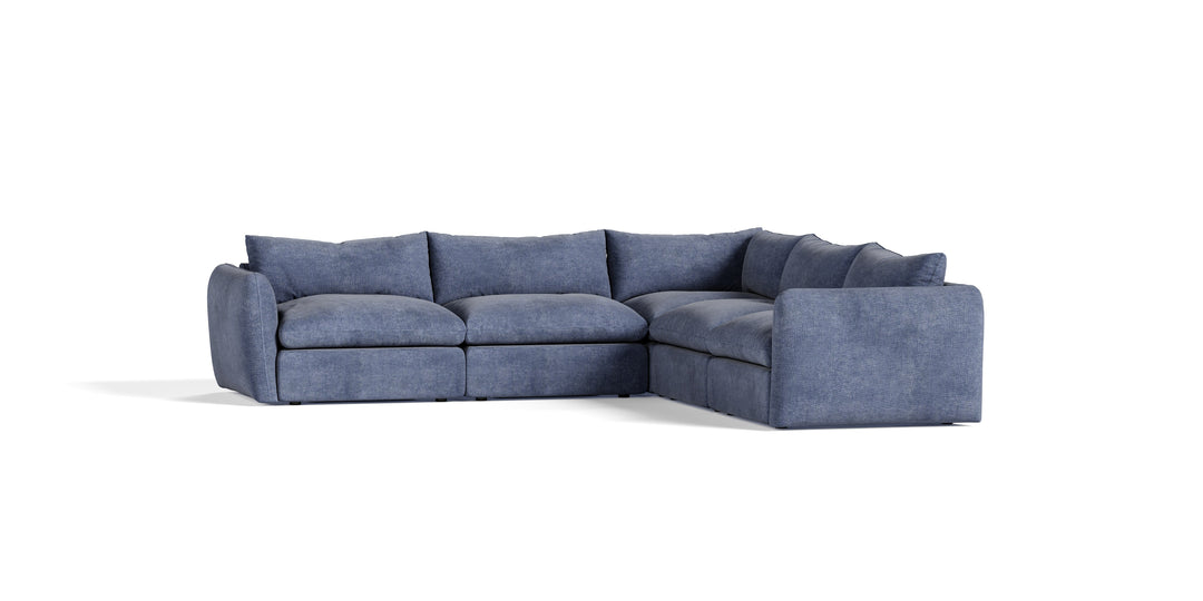 Kinsey - Modern Blue Fabric Modular Sectional Sofa-5-Piece Sectional