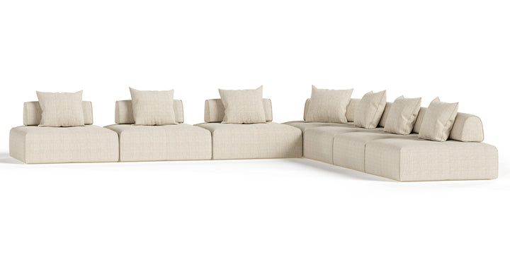 Mondo - Modern Modular Beige Fabric Sectional Sofa-7-Piece Sectional