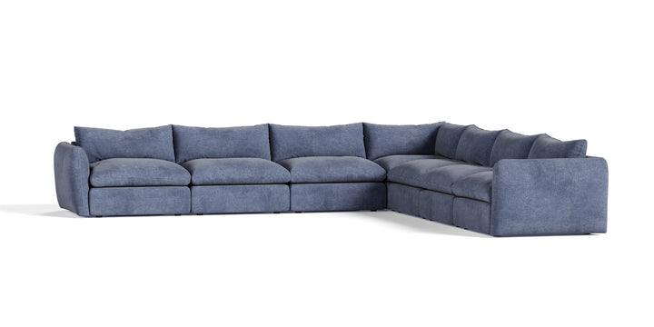 Kinsey - Modern Blue Fabric Modular Sectional Sofa-7-Piece Sectional
