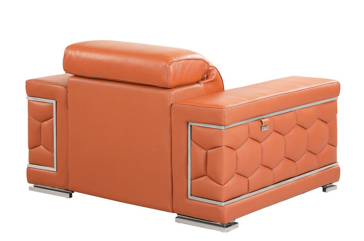 DivanItalia 692 Chair with Adjustable Headrest in Top-Grain Italian Leather - Camel