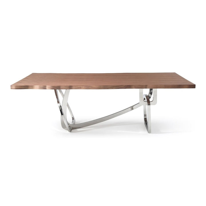 Addy Modern Walnut &amp; Stainless Steel Dining Table
