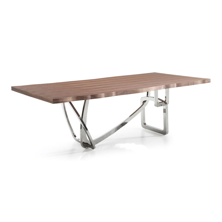 Addy Modern Walnut &amp; Stainless Steel Dining Table