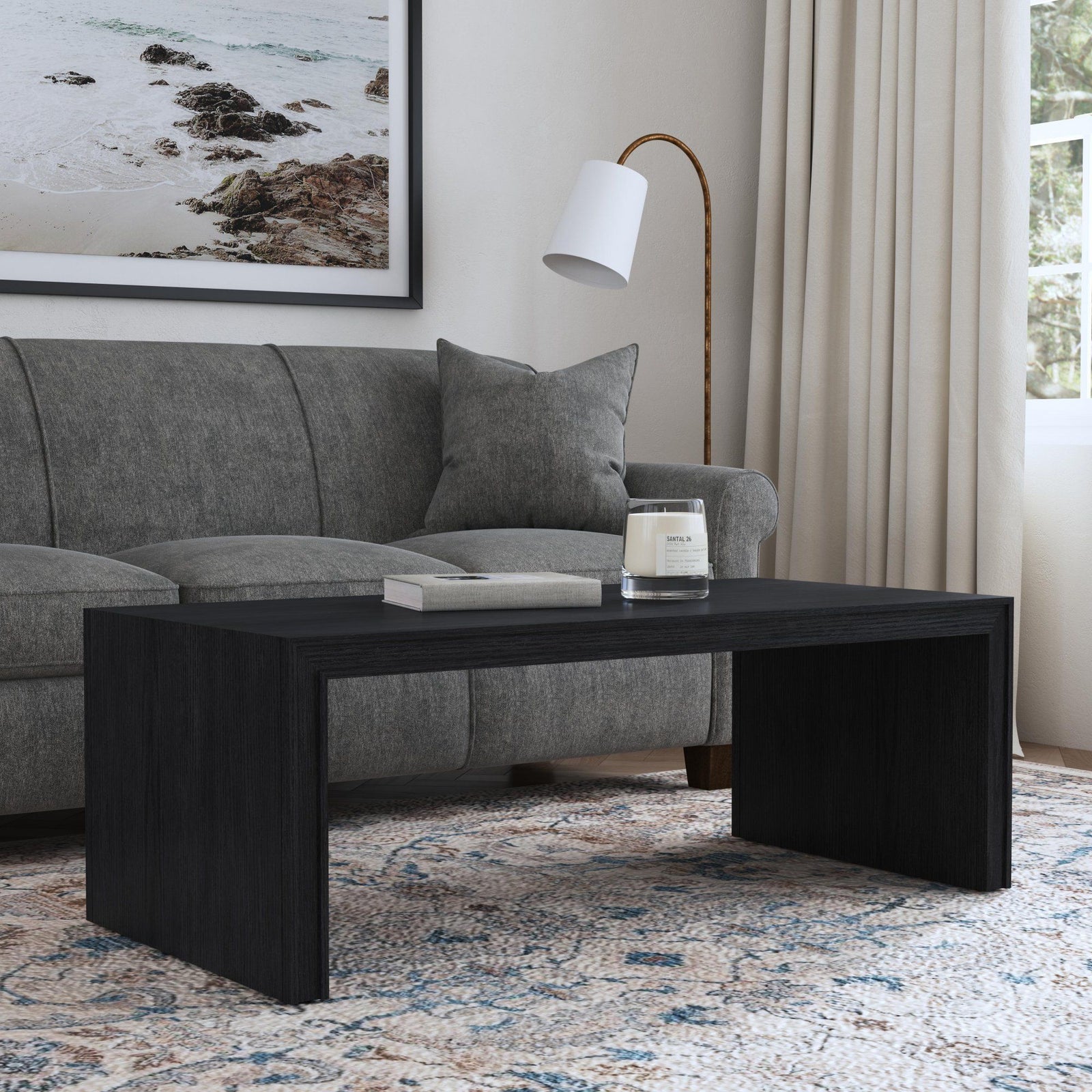 Waterfall  Rectangular Coffee Table  Black