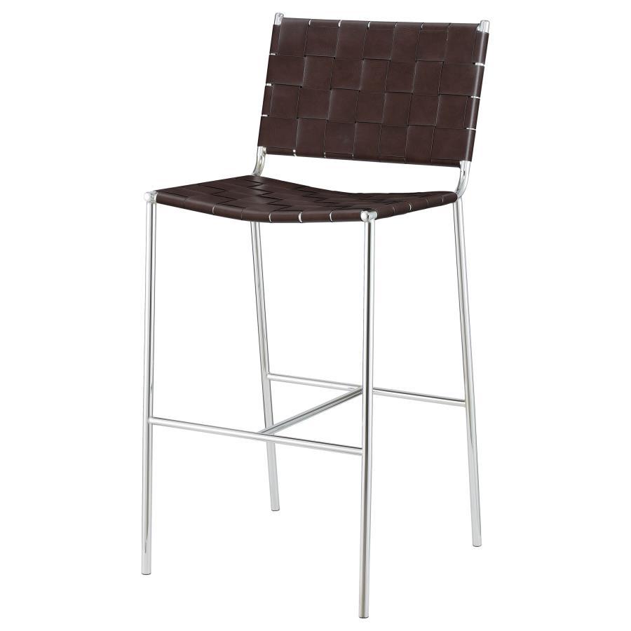 Adelaide - Upholstered Pub Height Bar Stool - Brown And Chrome Bar Height (28" - 30") modern furniture Contempo Furniture