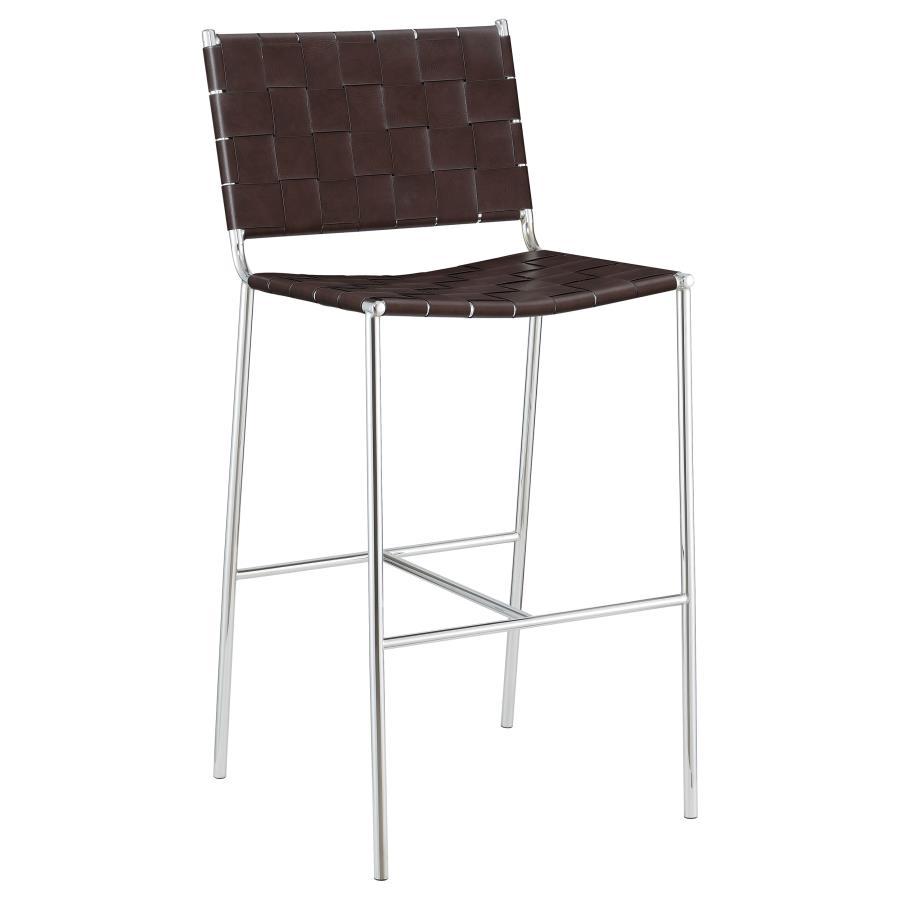 Adelaide - Upholstered Pub Height Bar Stool - Brown And Chrome Bar Height (28" - 30") modern furniture Contempo Furniture