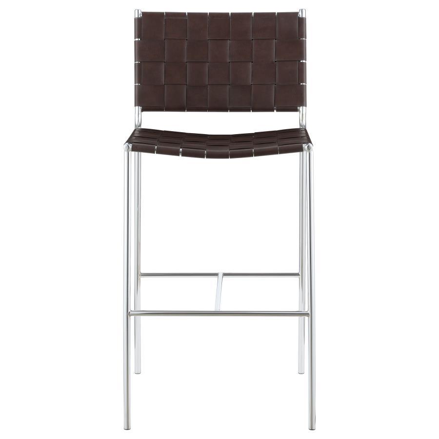 Adelaide - Upholstered Pub Height Bar Stool - Brown And Chrome Bar Height (28" - 30") modern furniture Contempo Furniture