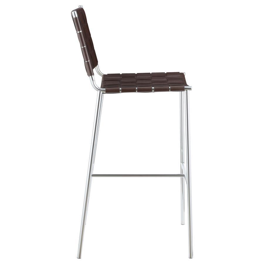 Adelaide - Upholstered Pub Height Bar Stool - Brown And Chrome Bar Height (28" - 30") modern furniture Contempo Furniture