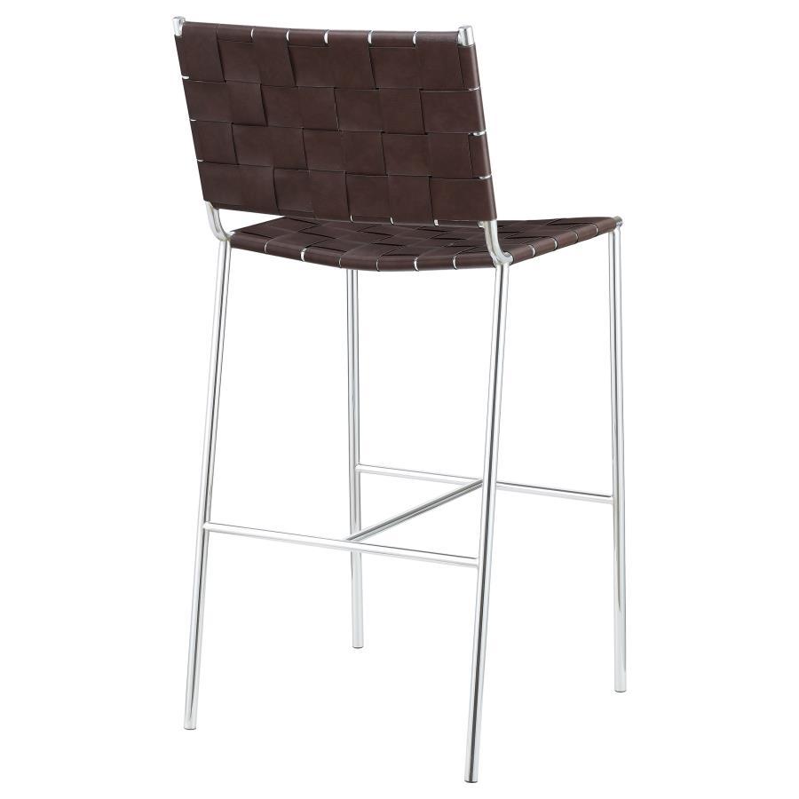Adelaide - Upholstered Pub Height Bar Stool - Brown And Chrome Bar Height (28" - 30") modern furniture Contempo Furniture