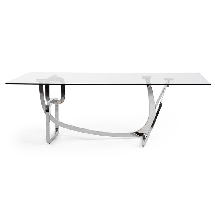 Adelaide Modern Stainless Steel &amp; Glass Dining Table
