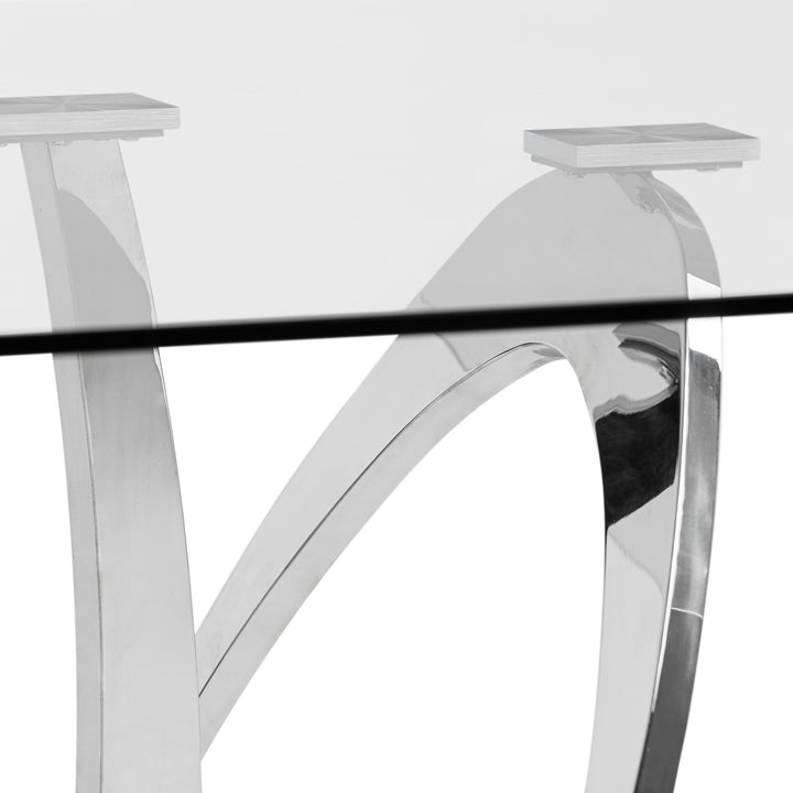 Adelaide Modern Stainless Steel &amp; Glass Dining Table
