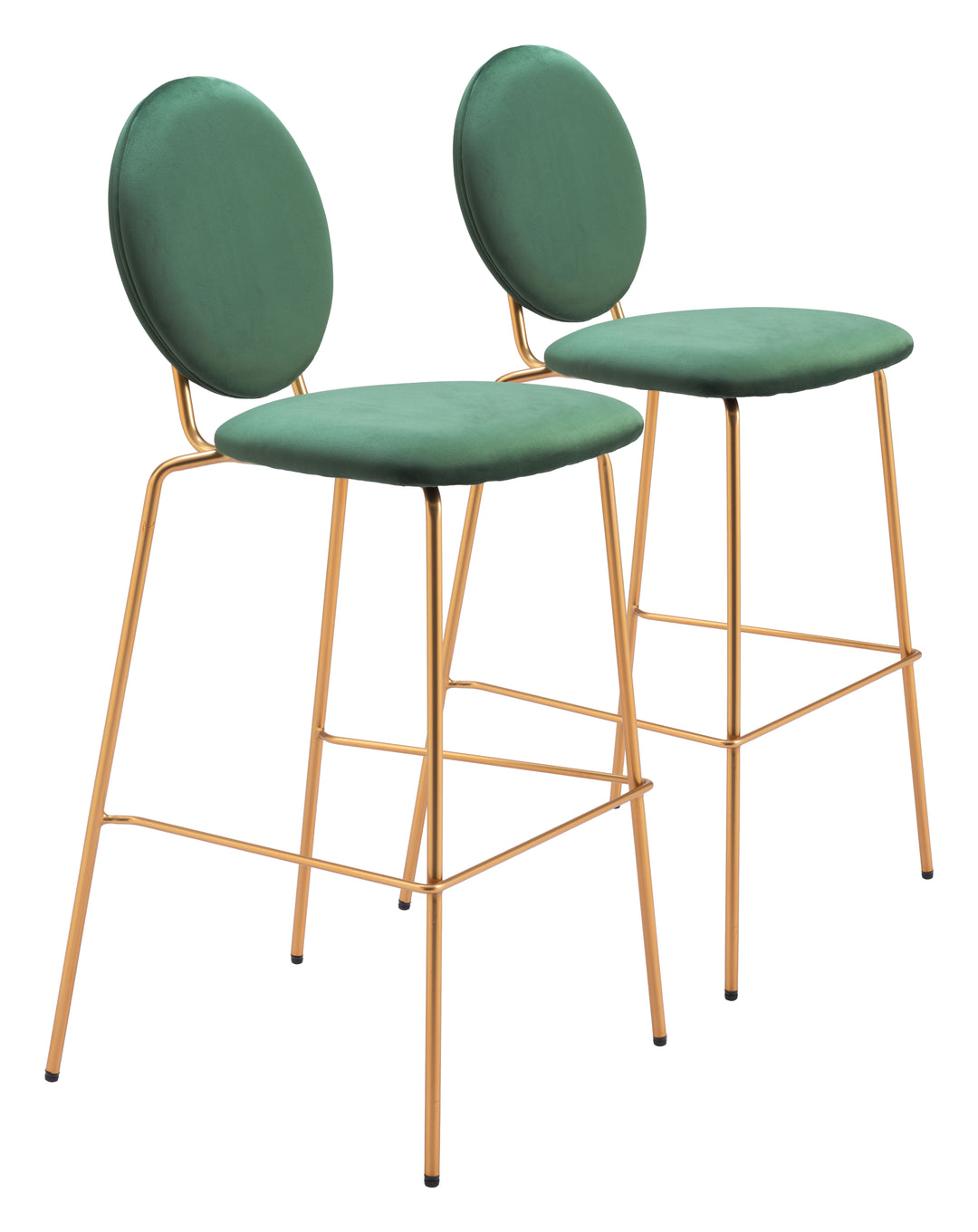 Zuo Modern 109806 Odessa Barstool (Set of 2) Green & Gold