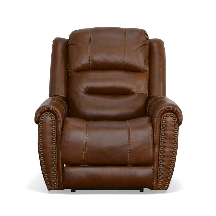 Oscar Leather Power Recliner with Power Headrest in Grizzly