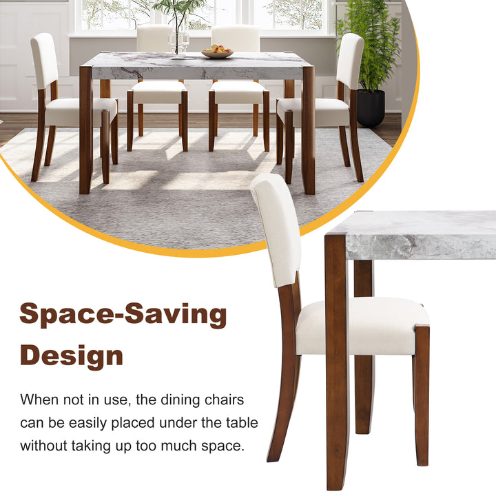 5-piece-faux-marble-dining-table-set-with-rubberwood-legs