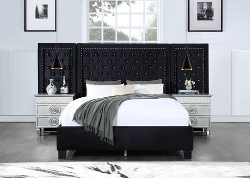 Damazy - Eastern King Bed - Black Velvet