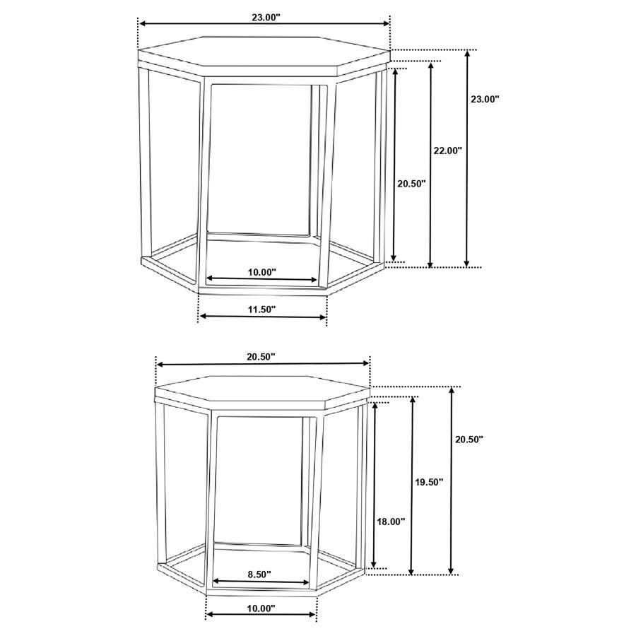 Adger - 2 Piece Hexagonal Nesting Tables - Natural And Black Nesting Table modern furniture Contempo Furniture