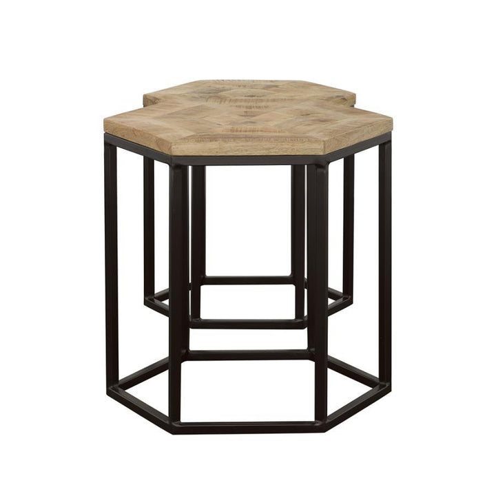 Adger - 2 Piece Hexagonal Nesting Tables - Natural And Black Nesting Table modern furniture Contempo Furniture