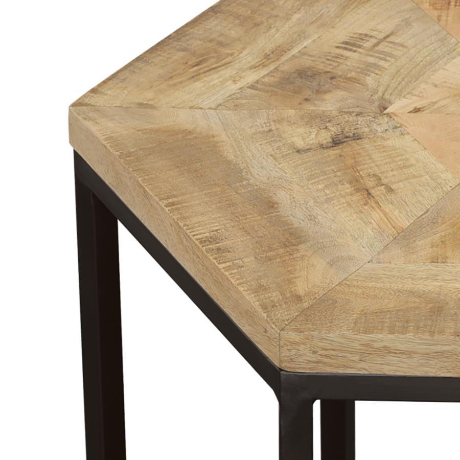Adger - 2 Piece Hexagonal Nesting Tables - Natural And Black Nesting Table modern furniture Contempo Furniture