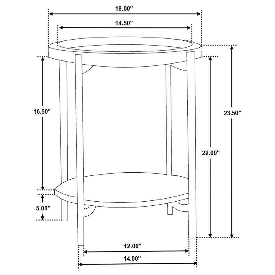 Adhvik - Round Side Table With Marble Shelf - Natural And Black Side Table modern furniture Contempo Furniture