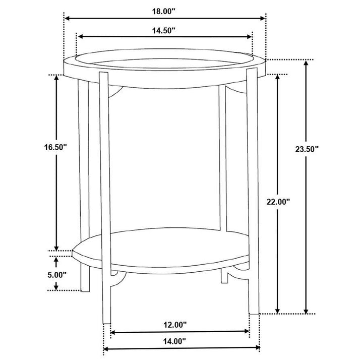 Adhvik - Round Side Table With Marble Shelf - Natural And Black Side Table modern furniture Contempo Furniture