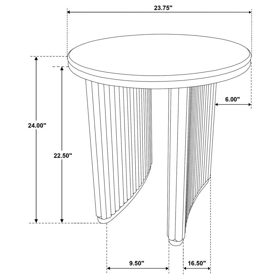 Adina - Round Wood Side End Table - Distressed Light Brown End Table modern furniture Contempo Furniture