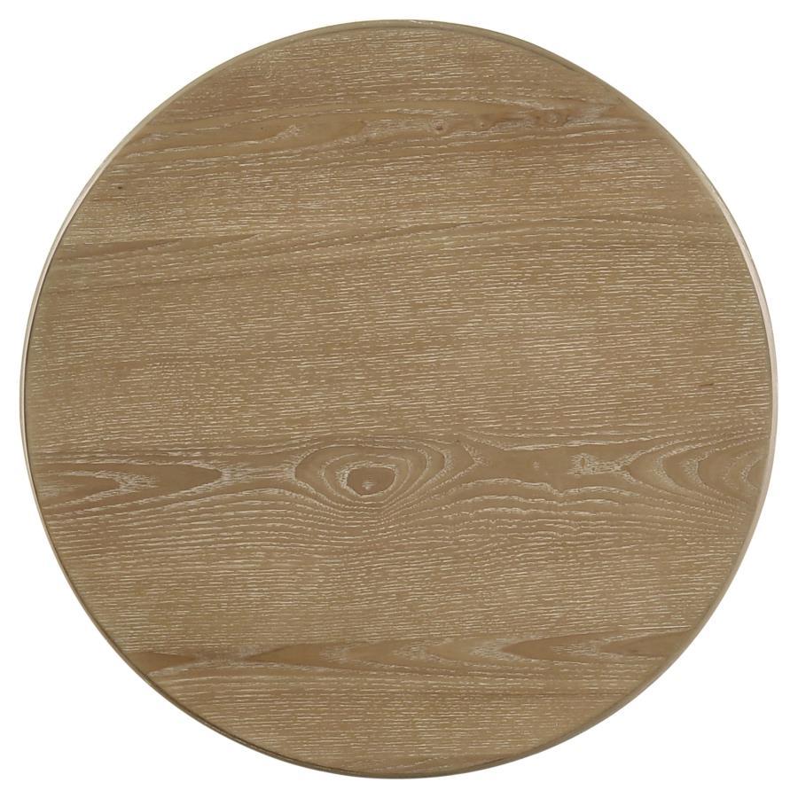 Adina - Round Wood Side End Table - Distressed Light Brown End Table modern furniture Contempo Furniture