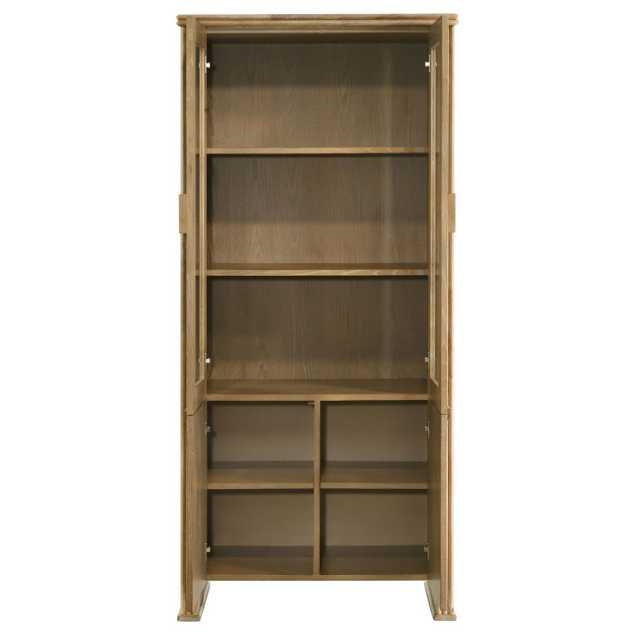 Adina - Tall Display Cabinet - Distressed Light Brown Display Cabinet modern furniture Contempo Furniture