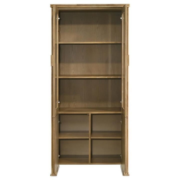 Adina - Tall Display Cabinet - Distressed Light Brown Display Cabinet modern furniture Contempo Furniture