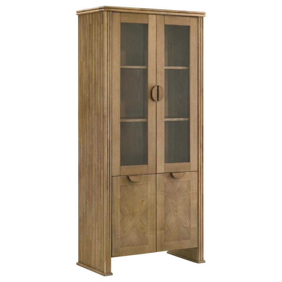 Adina - Tall Display Cabinet - Distressed Light Brown Display Cabinet modern furniture Contempo Furniture