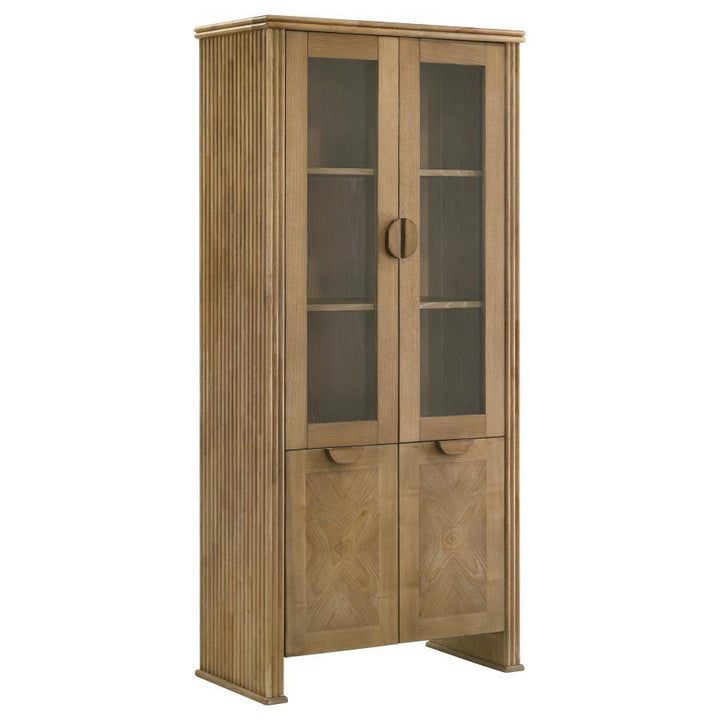 Adina - Tall Display Cabinet - Distressed Light Brown Display Cabinet modern furniture Contempo Furniture