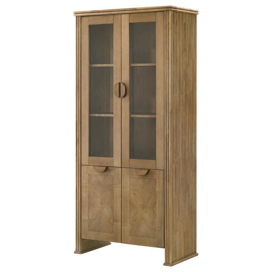 Adina - Tall Display Cabinet - Distressed Light Brown Display Cabinet modern furniture Contempo Furniture