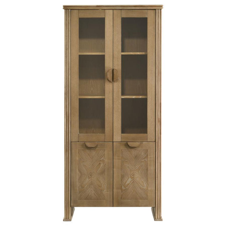 Adina - Tall Display Cabinet - Distressed Light Brown Display Cabinet modern furniture Contempo Furniture