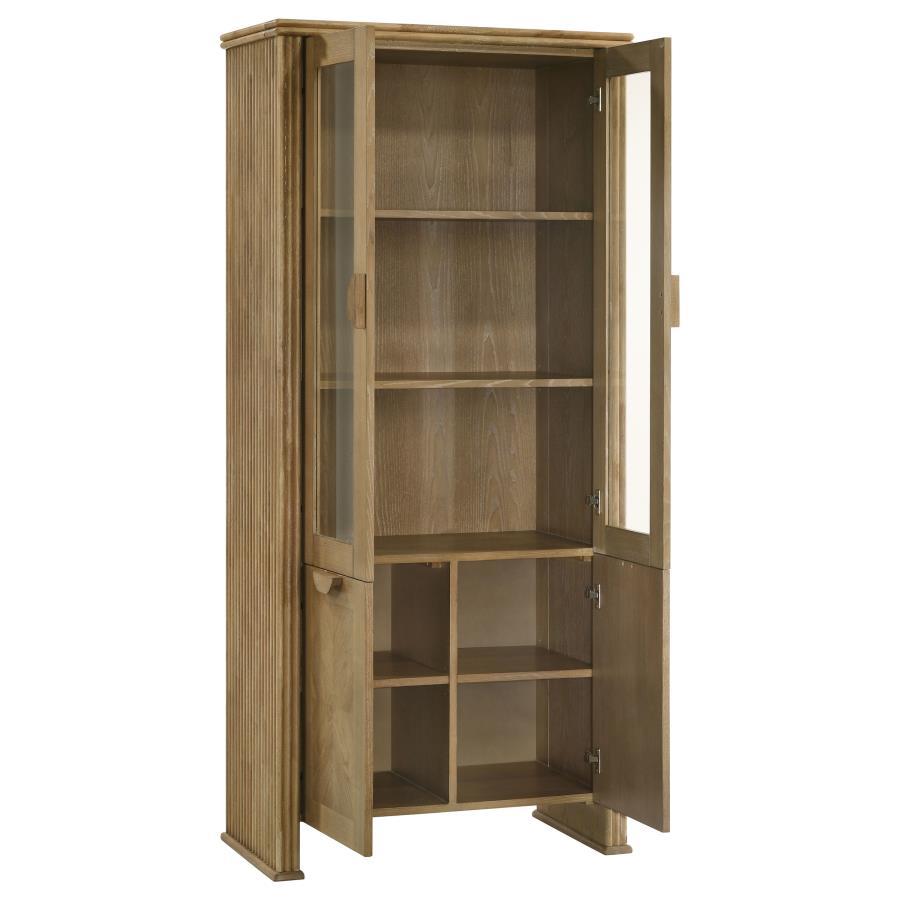 Adina - Tall Display Cabinet - Distressed Light Brown Display Cabinet modern furniture Contempo Furniture