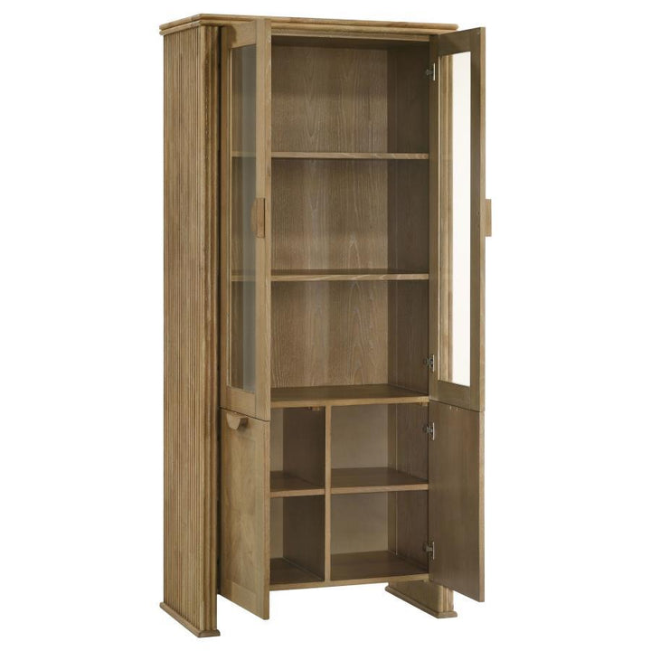 Adina - Tall Display Cabinet - Distressed Light Brown Display Cabinet modern furniture Contempo Furniture