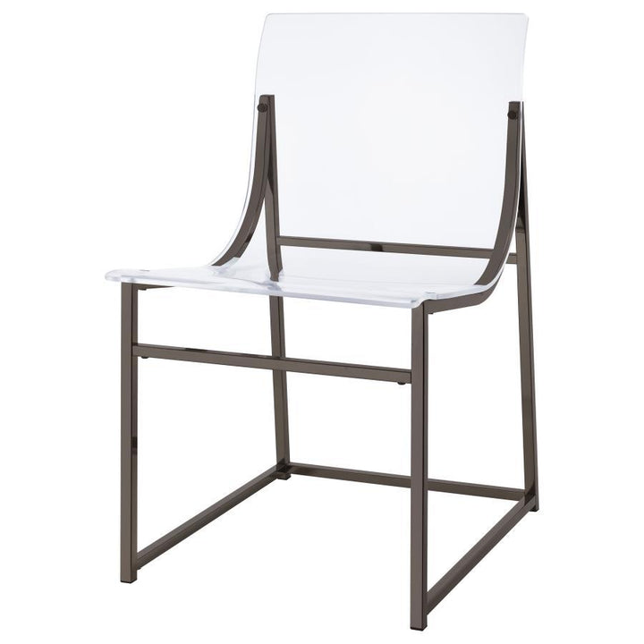 Adino - Acrylic Dining Side Chair (Set of 2) - Black Nickel Chair Set modern furniture Contempo Furniture
