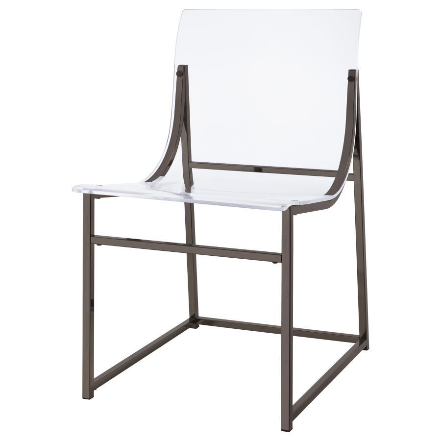 Adino - Acrylic Dining Side Chair (Set of 2) - Black Nickel Chair Set modern furniture Contempo Furniture