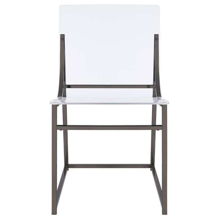 Adino - Acrylic Dining Side Chair (Set of 2) - Black Nickel Chair Set modern furniture Contempo Furniture
