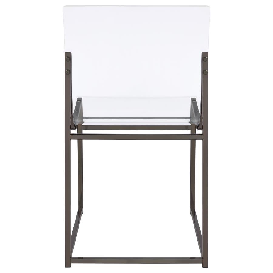 Adino - Acrylic Dining Side Chair (Set of 2) - Black Nickel Chair Set modern furniture Contempo Furniture