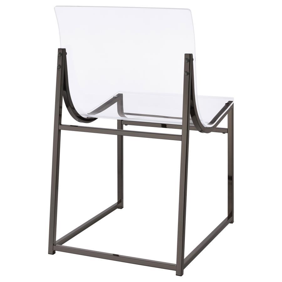 Adino - Acrylic Dining Side Chair (Set of 2) - Black Nickel Chair Set modern furniture Contempo Furniture