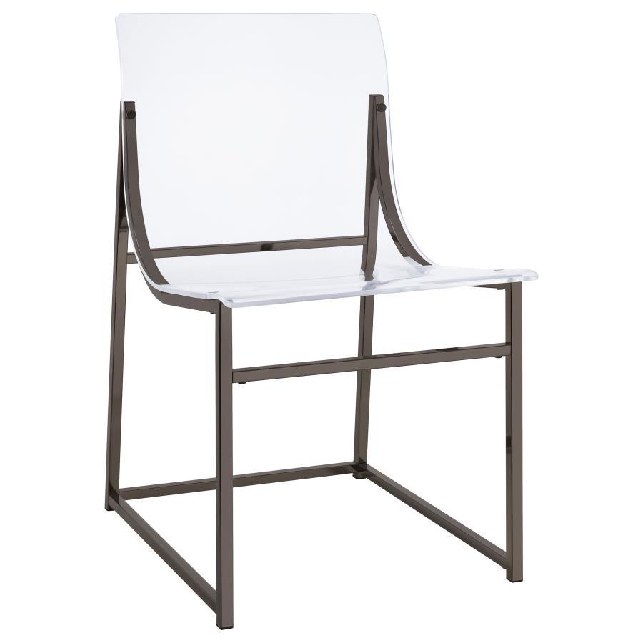Adino - Acrylic Dining Side Chair (Set of 2) - Black Nickel Chair Set modern furniture Contempo Furniture