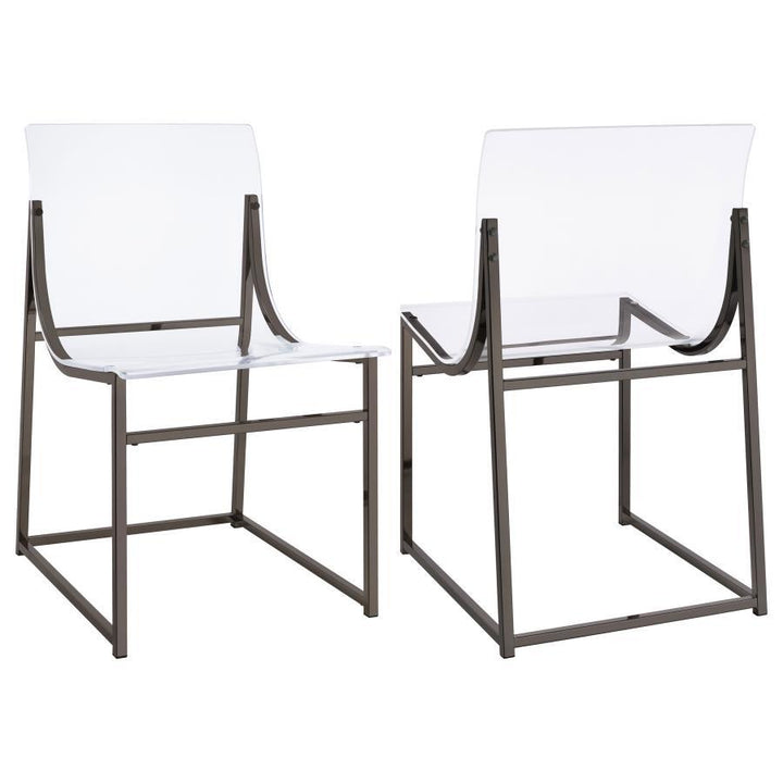 Adino - Acrylic Dining Side Chair (Set of 2) - Black Nickel Chair Set modern furniture Contempo Furniture