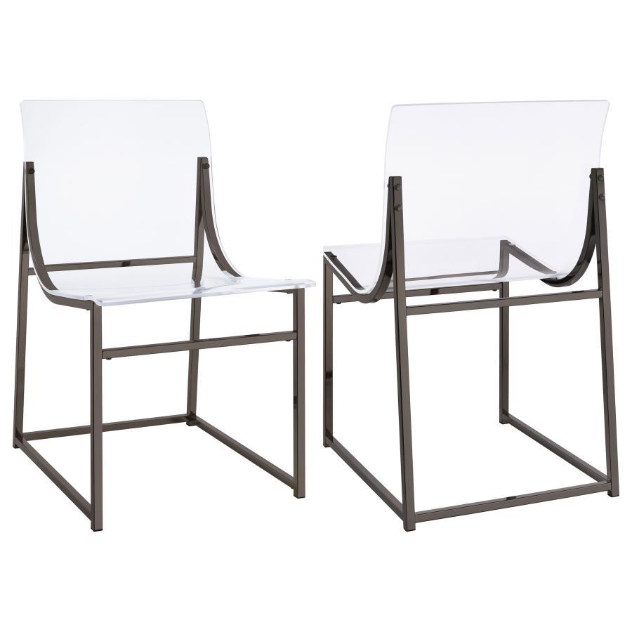 Adino - Acrylic Dining Side Chair (Set of 2) - Black Nickel Chair Set modern furniture Contempo Furniture