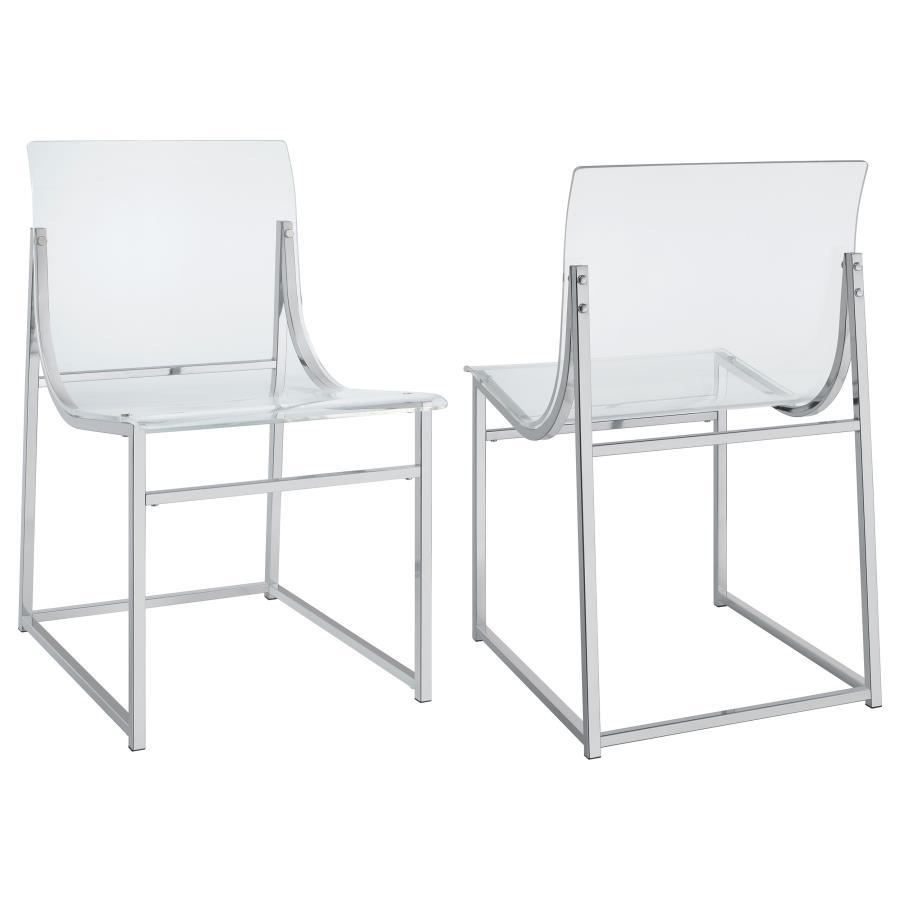 Adino - Acrylic Dining Side Chair (Set of 2) - Chrome Chair Set modern furniture Contempo Furniture