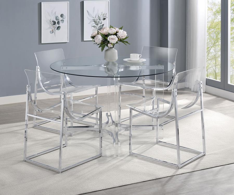 Adino - Acrylic Dining Side Chair (Set of 2) - Chrome Chair Set modern furniture Contempo Furniture