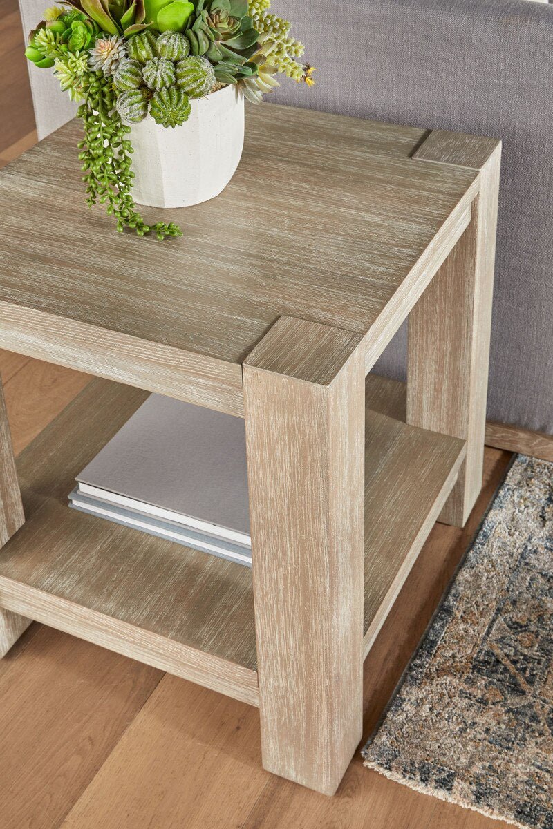 Adler End Table Natural Gray Acacia End Table modern furniture Contempo Furniture