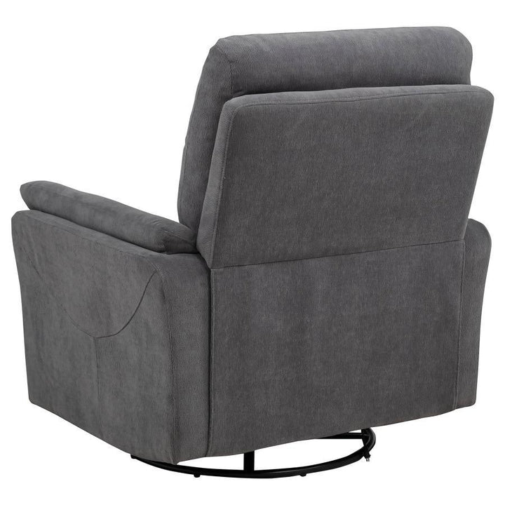 Adler - Upholstered Power Swivel Glider Recliner - Charcoal Gray Swivel Glider Chair modern furniture Contempo Furniture