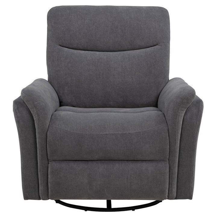 Adler - Upholstered Power Swivel Glider Recliner - Charcoal Gray Swivel Glider Chair modern furniture Contempo Furniture