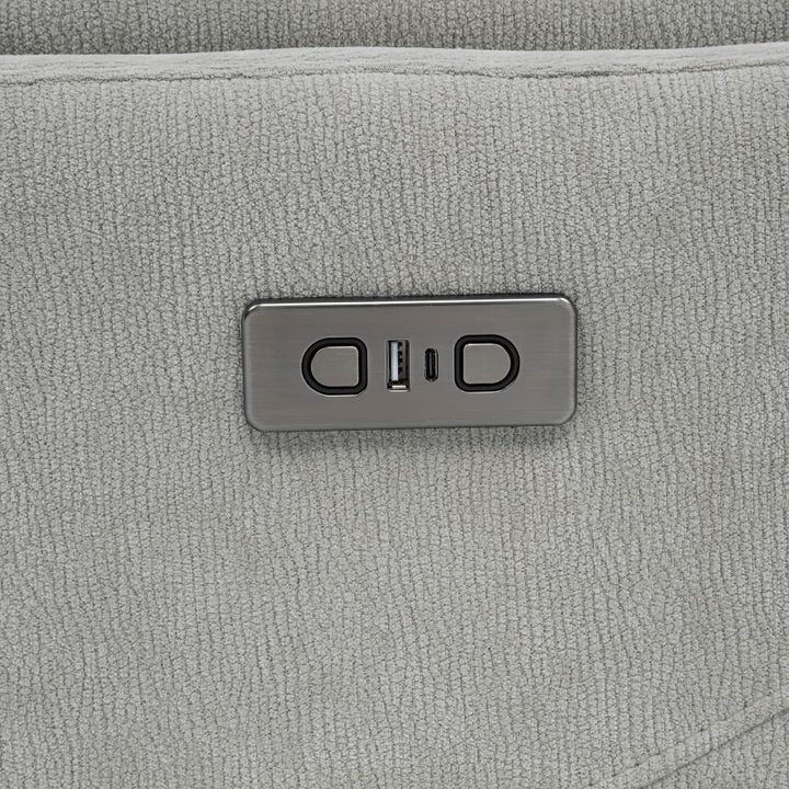 Adler - Upholstered Power Swivel Glider Recliner - Ivory Swivel Glider Chair modern furniture Contempo Furniture